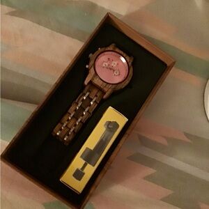 Pink bamboo watch